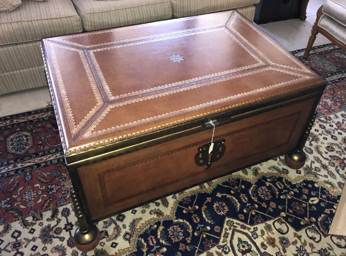 Large Maitland Smith leather and bronze trunk/coffee (1 of 8)