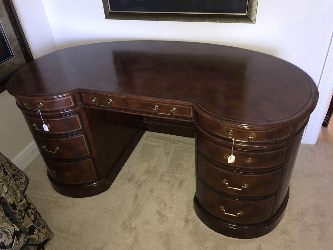 Maitland Smith mahogany & leather kidney form desk with (1 of 9)
