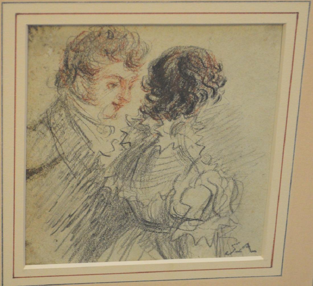 Augustin De Saint-Aubin Old Master Drawing of Man & (1 of 5)