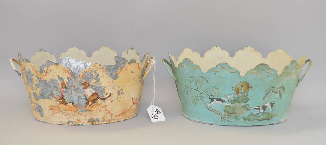 2 French tole planters, original paint and design (1 of 4)