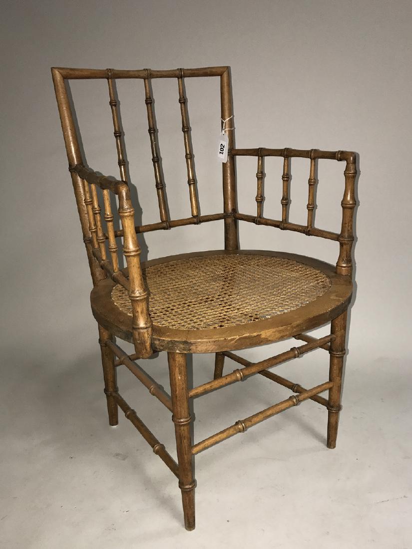 Bamboo motif caned arm chair (1 of 3)
