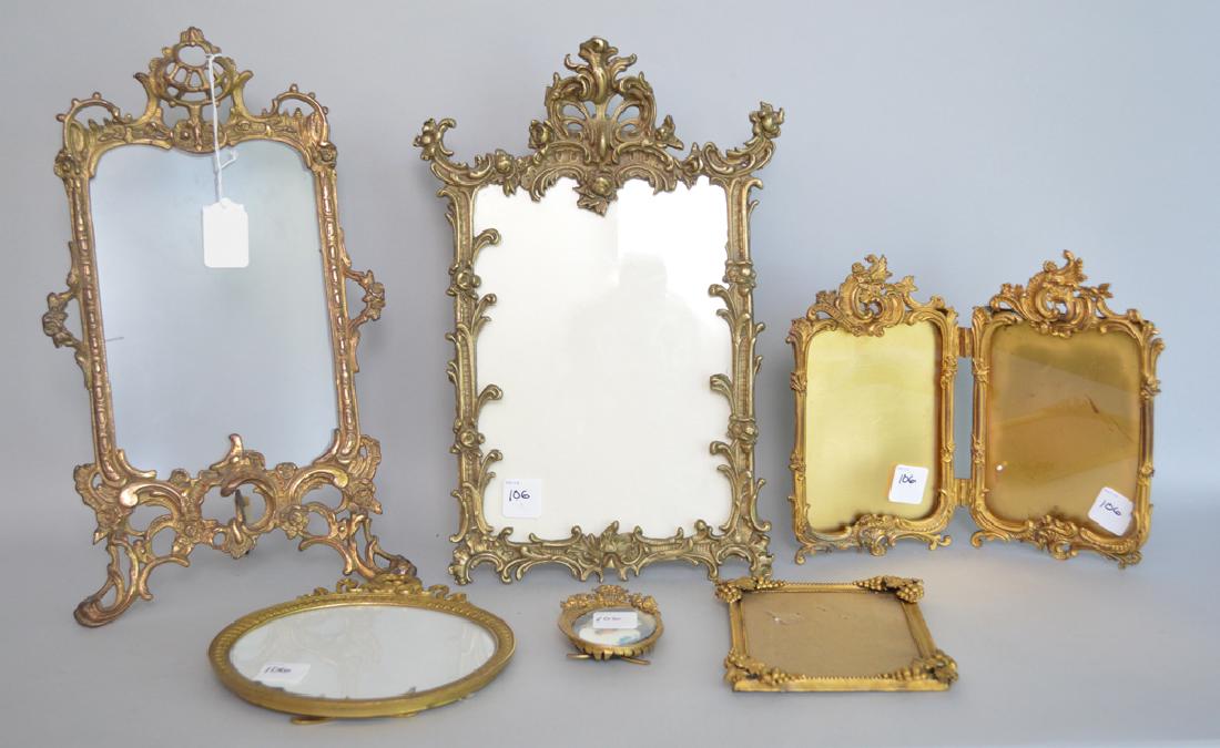 Collection 6 Victorian brass picture frames assorted (1 of 7)