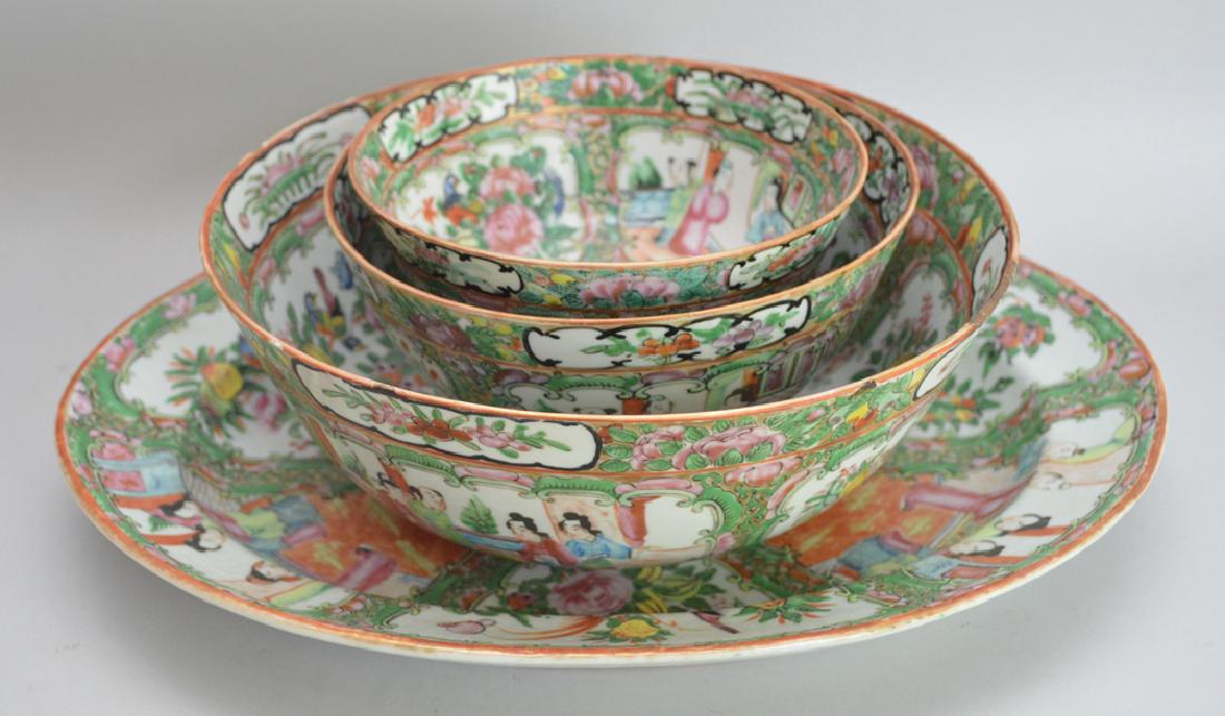 4 Rose Medallion serving pieces, oval platter (14L) and (1 of 6)