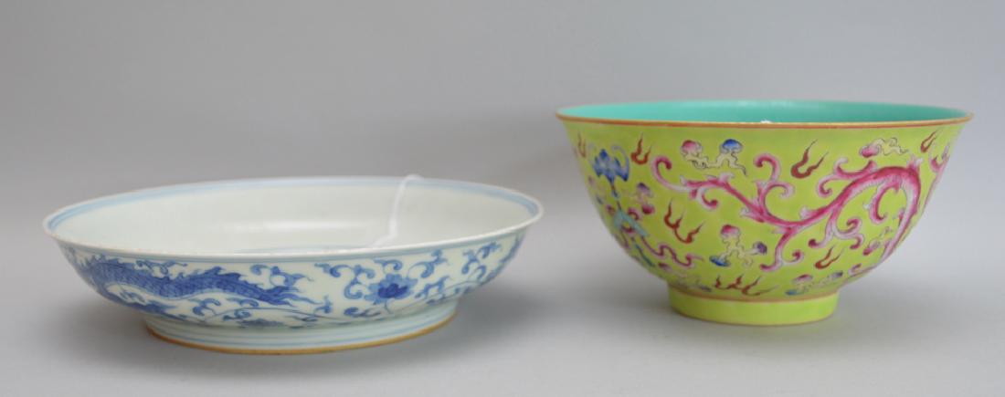 2 Pieces Chinese Porcelain.  Bowl Ht. 3 1/8 Dia. 6 1/4, (1 of 4)