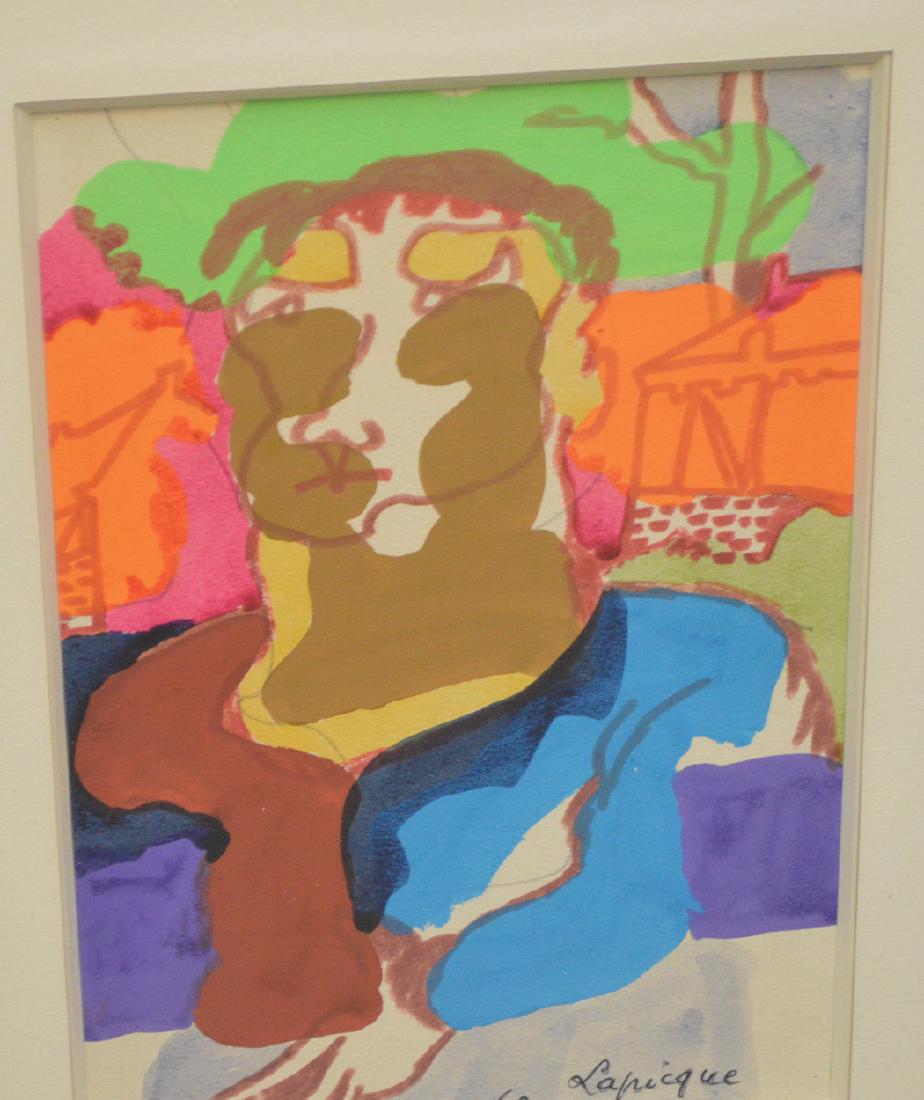 Charles Lapicque (FRENCH, 1898-1988) Acrylic on paper,: Charles Lapicque (FRENCH, 1898-1988) Acrylic on paper, French post expressionist figure, 10-1/2 x 7 inches sight.