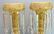 Pair yellow stain glass girandoles with gold accents on - 2