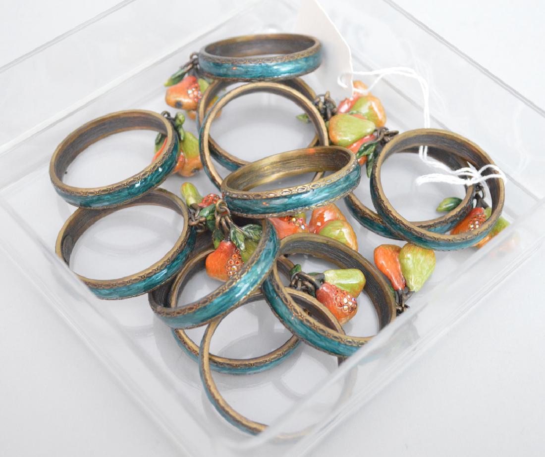 12 Jay Strongwater Bronze & Enamel Napkin Rings. (1 of 3)