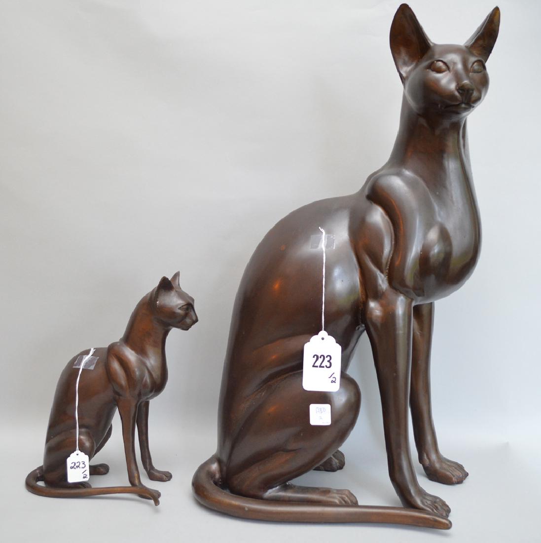 2 Egyptian Revival Style Bronze Cat Sculptures. Each