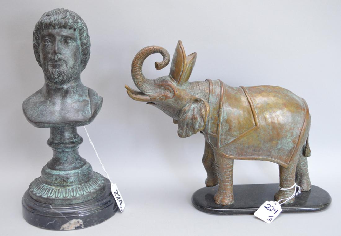 Two Maitland Smith Bronzes.  1 Bust Ht. 12, 1 Elephant (1 of 6)