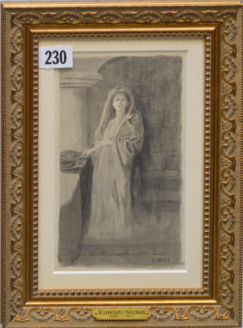 Edward Neale (BRITISH, 1833-1904) Watercolor, girl (1 of 4)