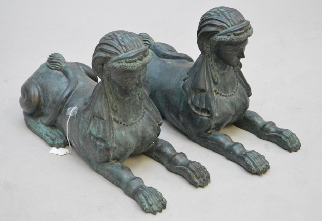 Pair of Maitland Smith bronze patinated Sphinx, 13h x (1 of 4)