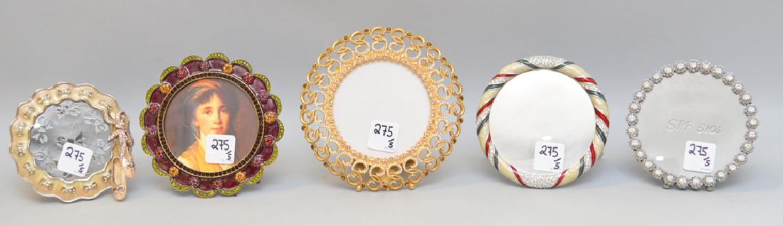 5 Jay Strongwater enamel frames, each signed, largest (1 of 10)