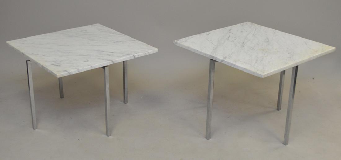 2 Knoll steel and marble tables, one 1960's 17h x 24w x: 2 Knoll steel and marble tables, one 1960's 17h x 24w x 24d and one 1960's 19h x 24W x 24d