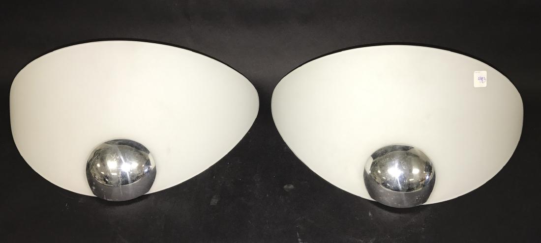 2 Italian Flos glass & chrome sconces, c. 1970, 10 1/2h (1 of 4)