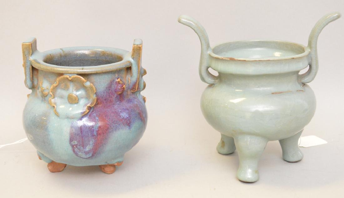 Two Chinese Articles.  1 Blue Glazed Terra Cotta Pot. (1 of 4)