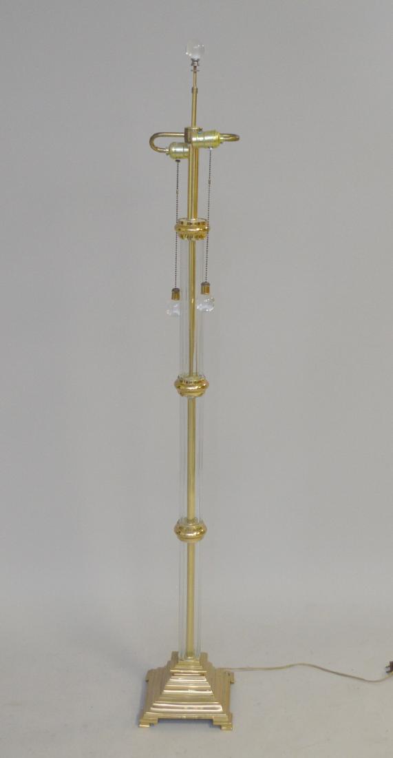 Chapman style floor lamp, crystal and brass, 58h (1 of 3)
