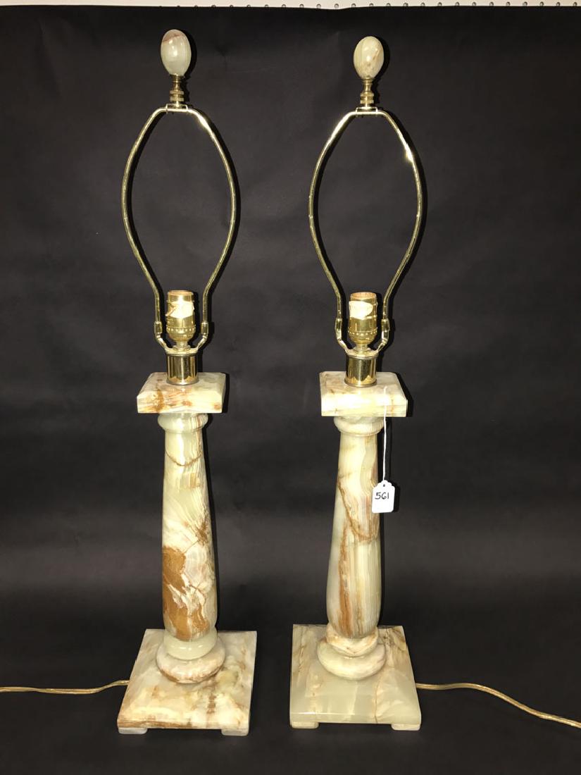 2 Hollywood Regency Architectural Onyx lamps, 35h x 7w (1 of 6)