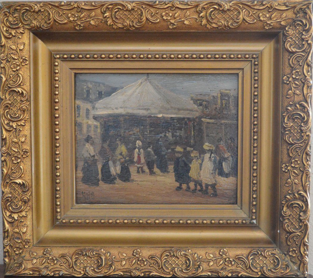 George Hendrik Breitner: George Hendrik Breitner (Dutch, 1857-1923), Merry Go Round, oil on board, signed lower left, 6 3/4" x 7 3/4"