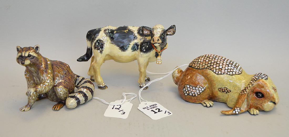 3 Jay Strongwater Enamel Figures.  Each signed and in (1 of 8)
