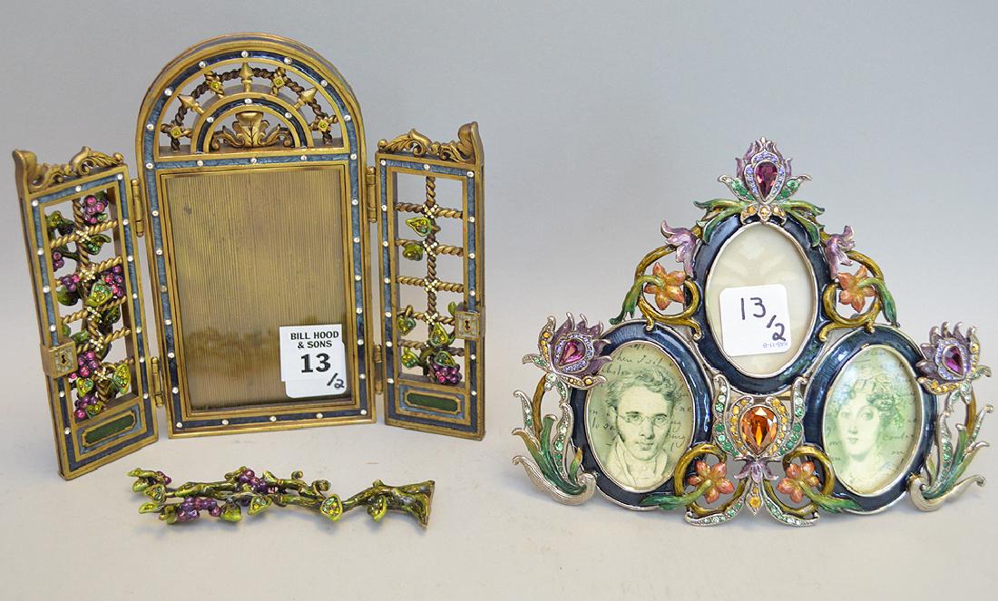 2 Jay Strongwater Enamel Frames each signed and in good (1 of 6)