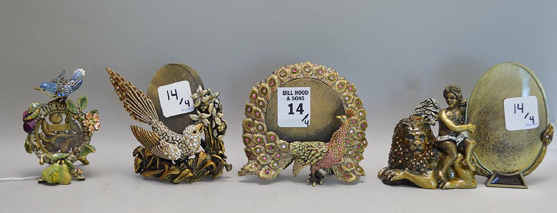 4 Jay Strongwater Figural Enamel Frames.  Each signed. (1 of 8)