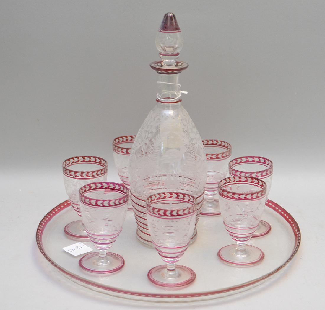 9 Piece Bohemian Glass Decanter Set.  Decanter (1 of 2)