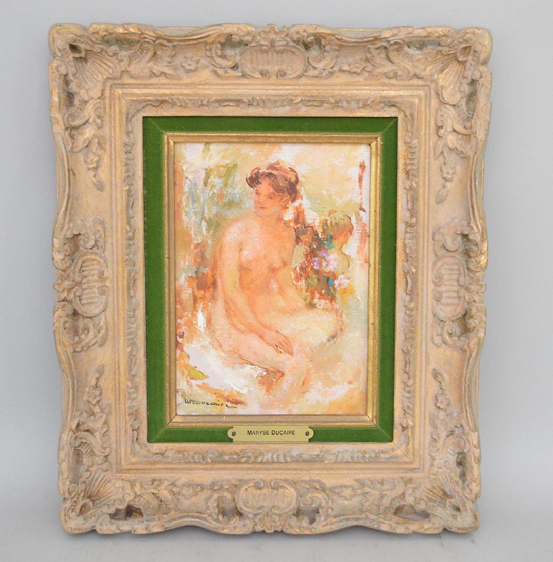 Maryse Ducaire-Roque (FRENCH, 1911-1992) oil on canvas,: Maryse Ducaire-Roque (FRENCH, 1911-1992) oil on canvas, Seated Nude, 12-1/2 x 9 inches