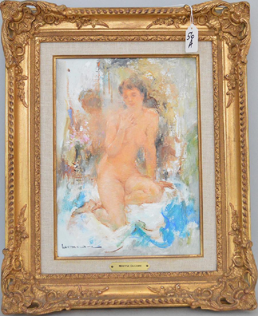 Maryse Ducaire-Roque (FRENCH, 1911-1992) oil on canvas,: Maryse Ducaire-Roque (FRENCH, 1911-1992) oil on canvas, Seated Nude, 8 x 6 inches