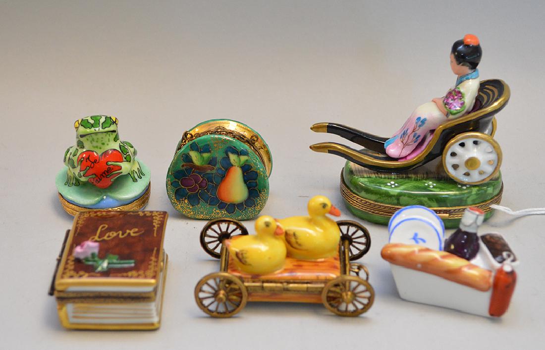 6 Limoges Porcelain Boxes.  The largest is a woman in a (1 of 5)