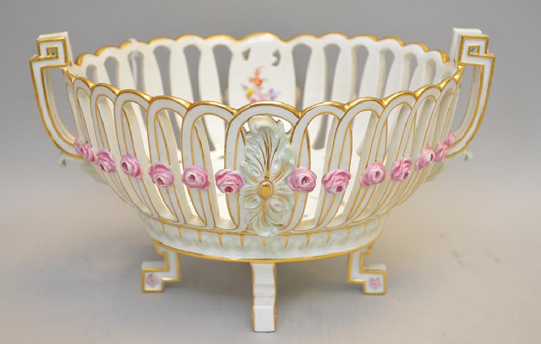 Meissen Porcelain Reticulated Bowl.  Ht. 6 1/4" W. 10 (1 of 5)