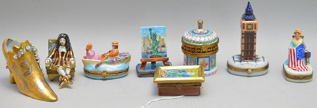 8 Limoges Porcelain Boxes.  The tallest box is the (1 of 5)