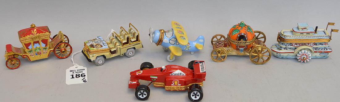 6 Limoges Porcelain Boxes.  The largest box is  the (1 of 9)