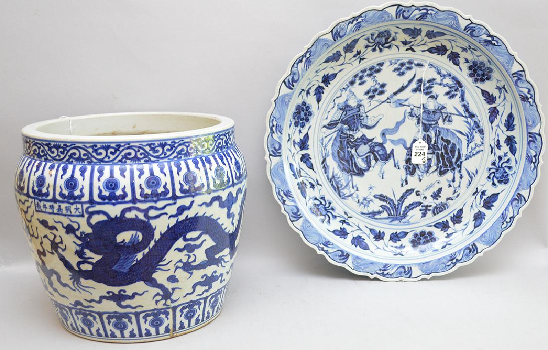 2 Large Pieces Chinese Porcelain.  Charger Dia. 19 (1 of 6)