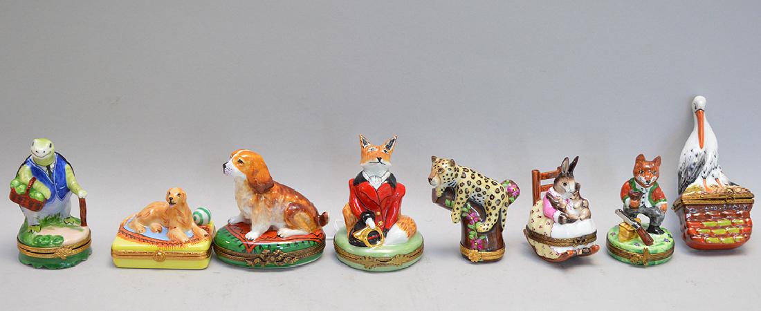 8 Limoges Porcelain Boxes each with animal theme. (1 of 7)