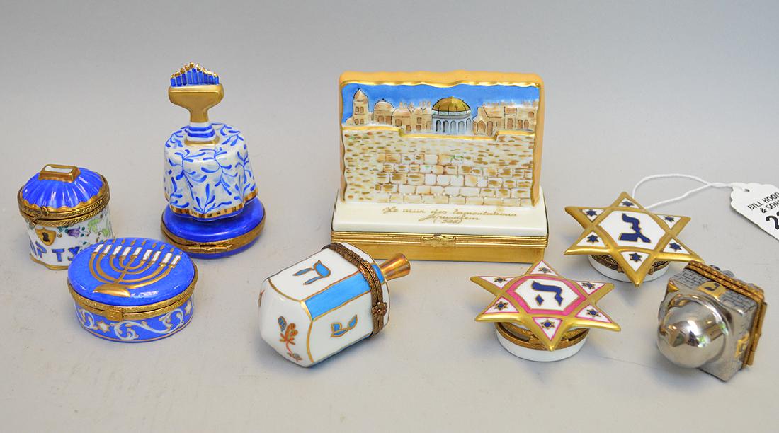 8 Limoges Porcelain Boxes each with Judaic theme. (1 of 6)