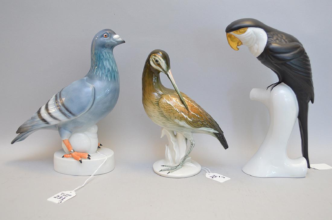 3 Porcelain Bird Figures. 2 German and 1 Royal Dux. (1 of 8)