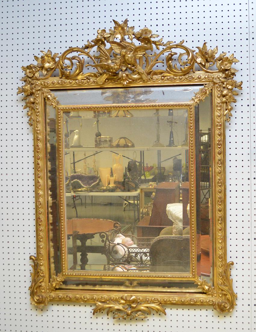 Giltwood highly carved mirror with garlands and birds, (1 of 5)