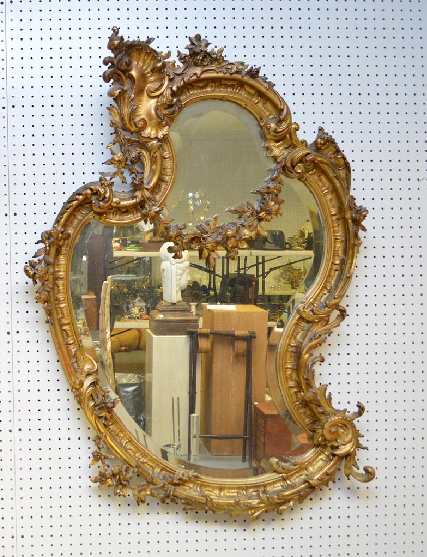 Rococo gilded mirror, 45"h x 33"w (1 of 4)