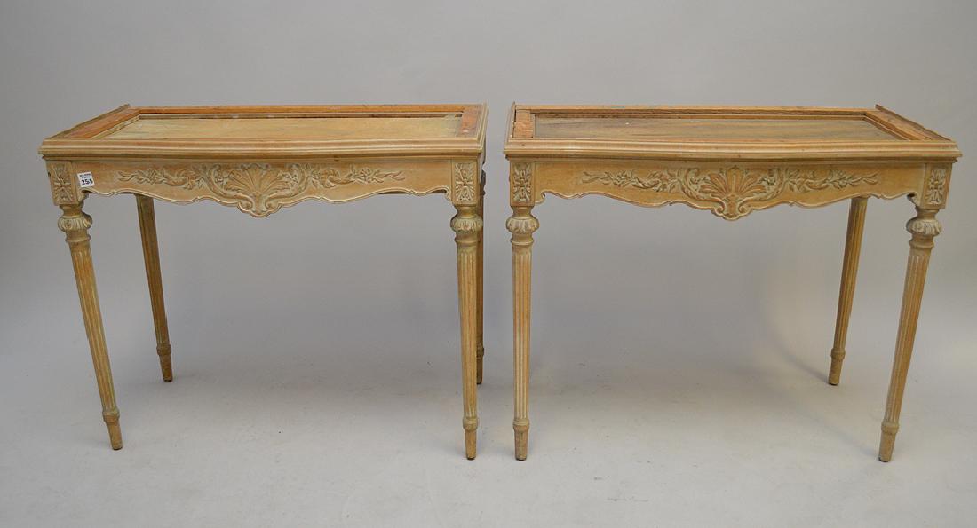 Pair of whitewashed French style consoles, sans tops (1 of 4)