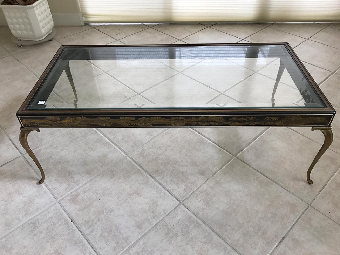 Mid Century Mastercraft brass frame coffee table with (1 of 4)