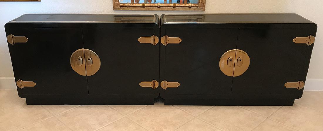 Pair lacquered Mastercraft consoles brass (1 of 5)