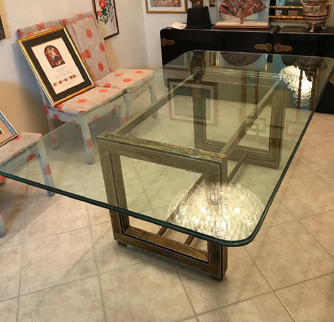 Mastercraft dining table, inlay brass chinoiserie (1 of 6)