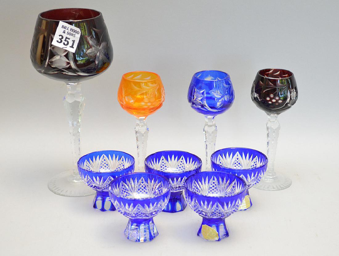 9 assorted cut to clear colored glasses (1 of 6)