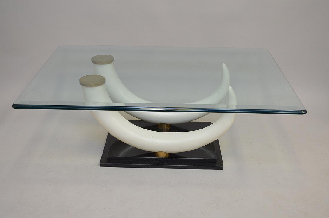 A Faux Elephant Tusk Coffee Table Base With Brass Nov 08 A Faux Elephant Tusk Coffee Table Base With Brass Nov 08
