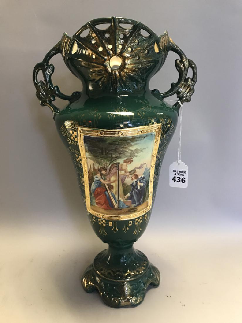 Austrian Porcelain Vase with romantic scene.  Ht. 15 (1 of 5)