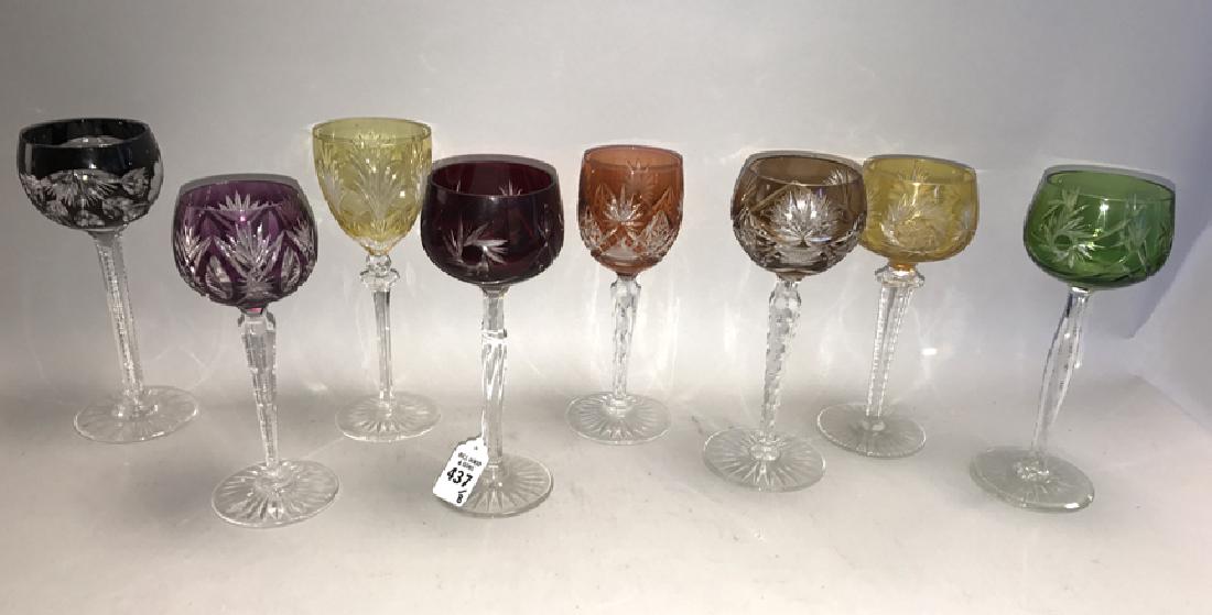 8 Multi Color Cut To Clear Stems.  Tallest Ht. 8 1/4" (1 of 3)