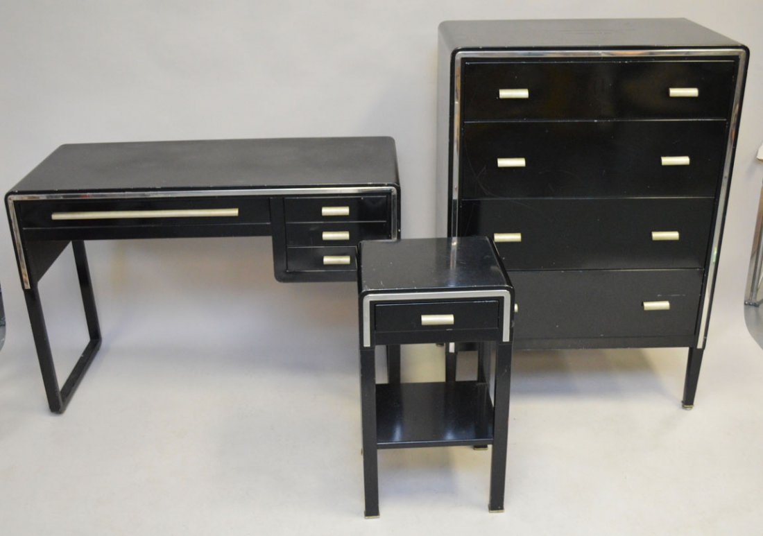 3 piece black modern painted Metal furniture,  Desk (1 of 2)