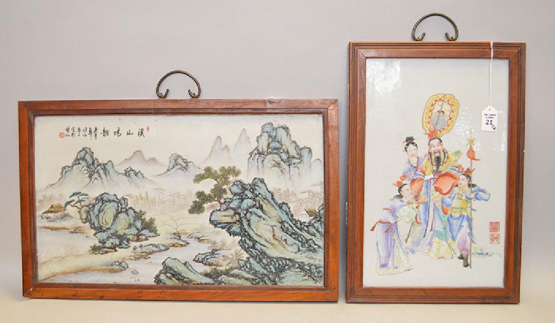 Two Chinese Porcelain Plaques.  1 Porcelain Plaque with (1 of 8)