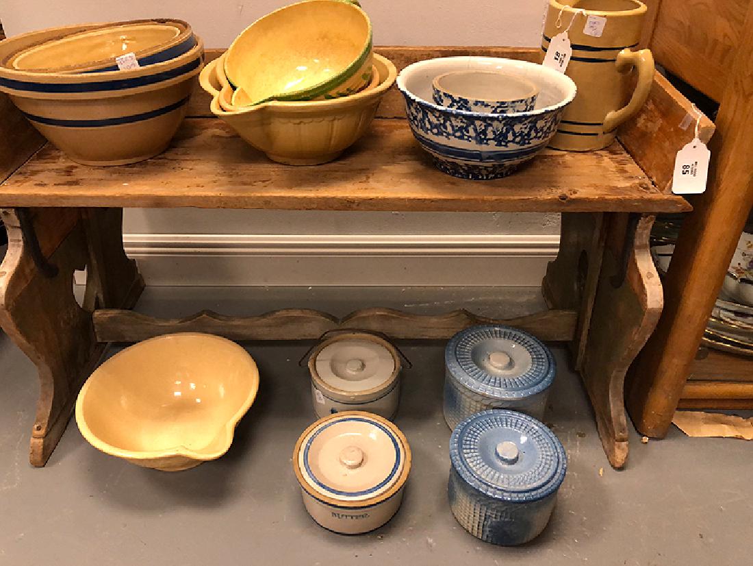 Lot of American crockery, (4) yellow ware bowls with (1 of 5)