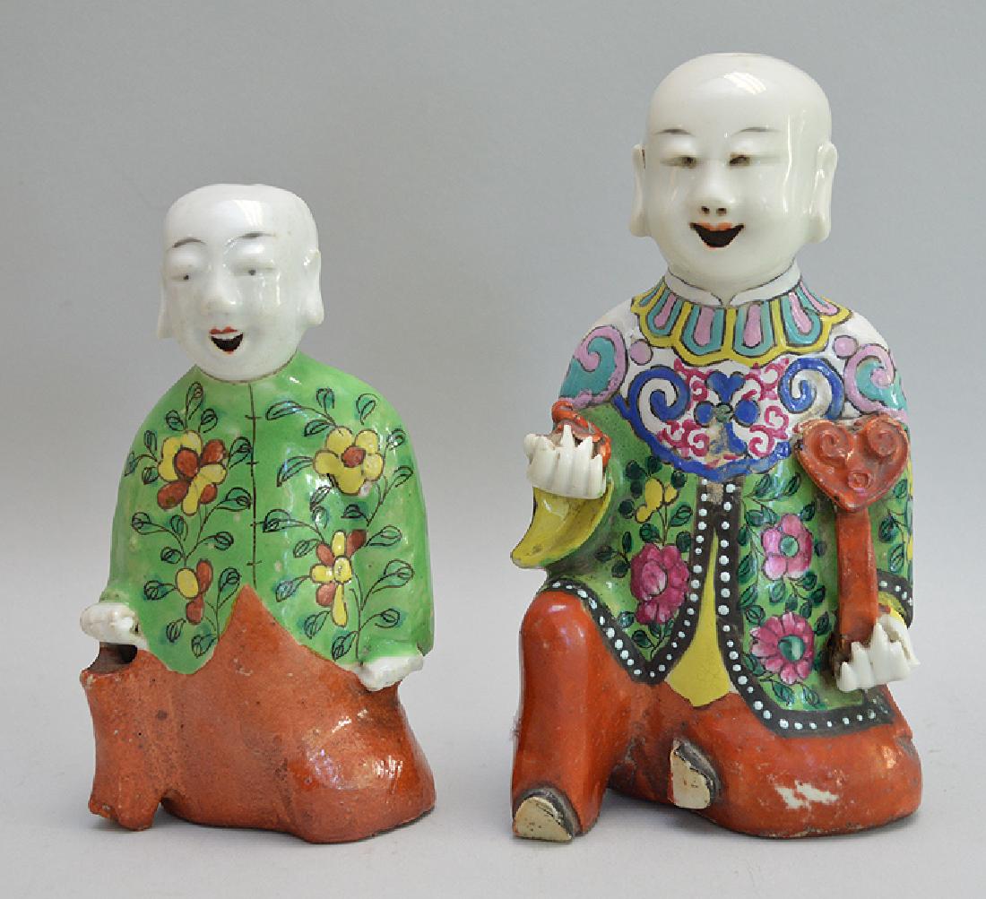 2 Chinese Porcelain Figures.  Larger figure with losses (1 of 3)